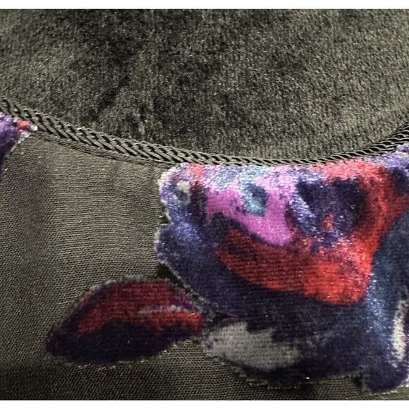 Coldwater Creek Blouse Top Black Velvet Floral whimsigoth witchy dark Romantic L - Picture 5 of 9